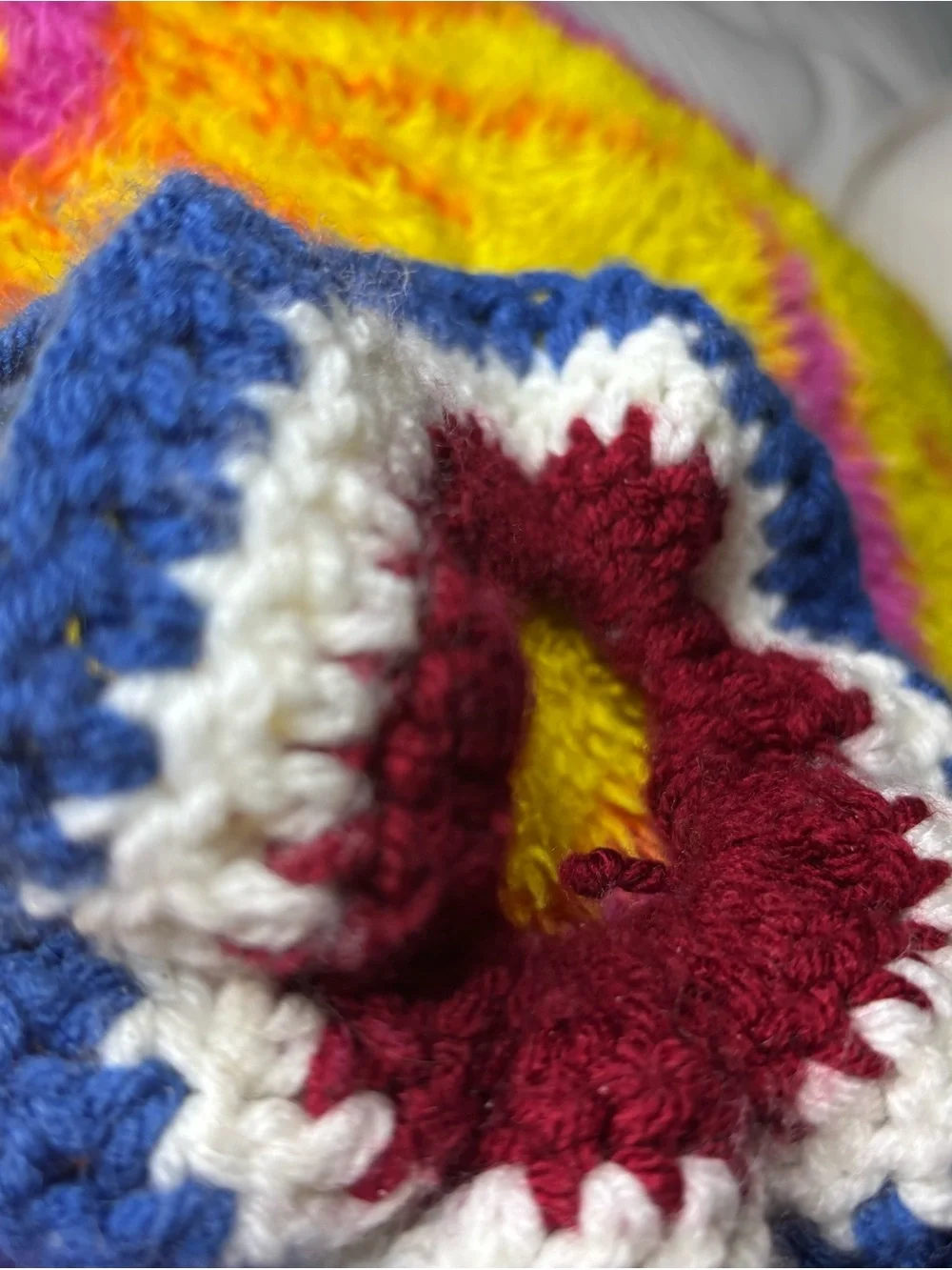 Kids Crochet Hair Scrunchie in Red, White & Blue